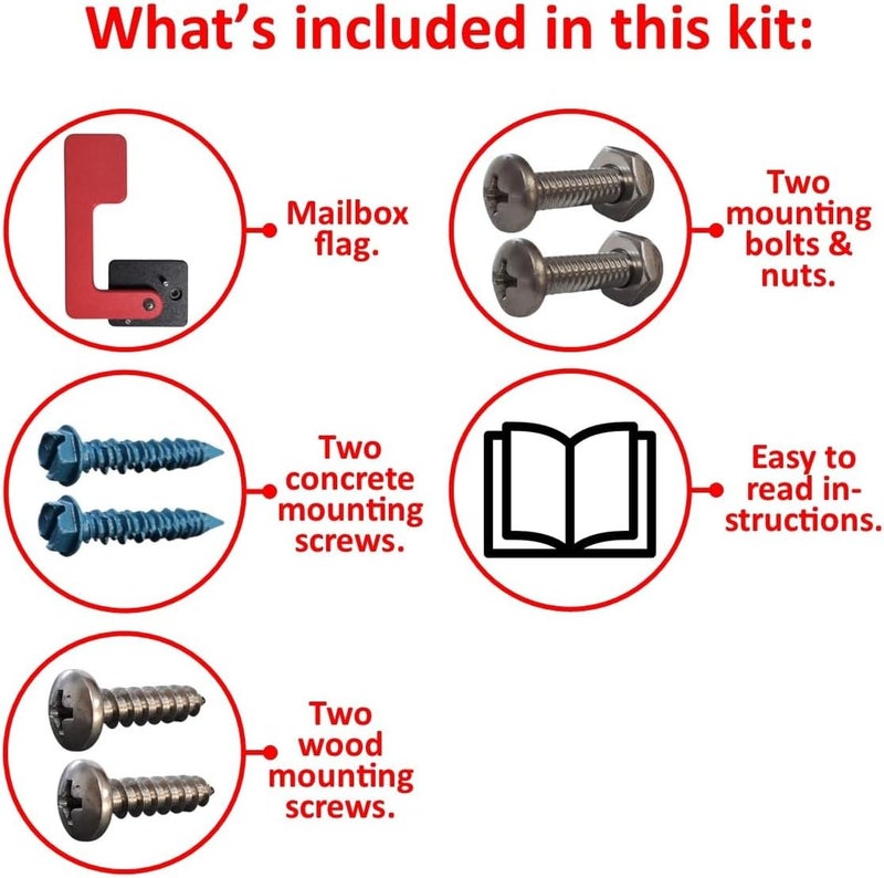 Cauff Mailbox Flag Replacement Kit, Heavy Duty Poly with Stainless Steel Mounting Hardware (Screw & Bolt Mount) - Image 1